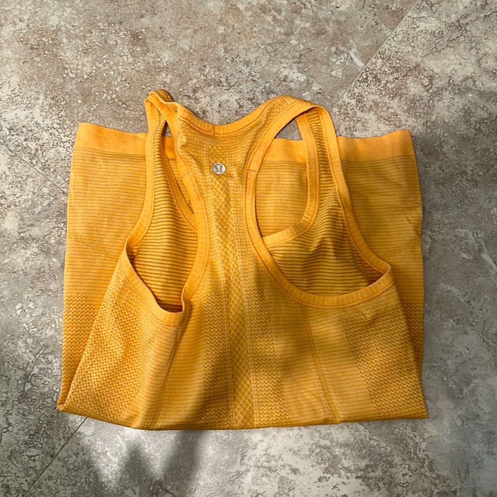 orange tank top lulu lemon swiftly tank size 4